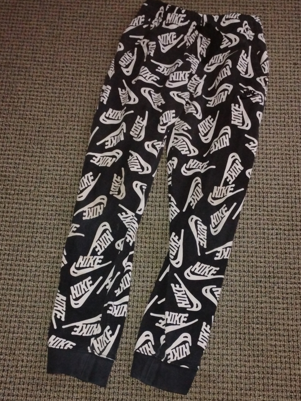 Nike Black Joggers with Allover White Logo Print